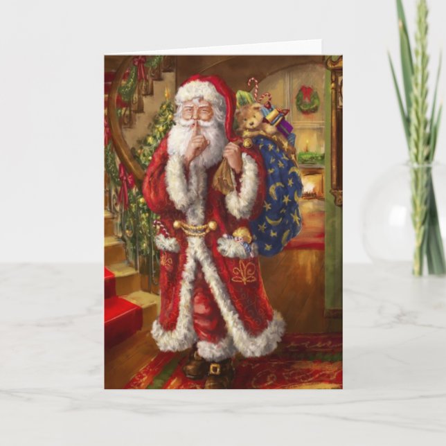 Tarjeta Festiva Aquí viene Santa (Anverso)