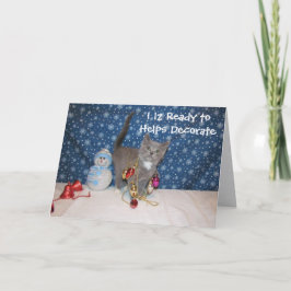 Tarjeta Festiva Arabella el gato - Navidades blancos