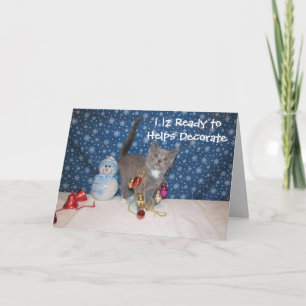 Tarjeta Festiva Arabella el gato - Navidades blancos
