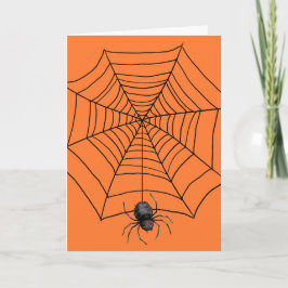 Tarjeta Festiva Araña de Halloween en Naranja