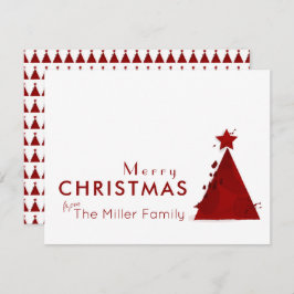 Tarjeta Festiva Árbol acuarela Familia navideña no fotografiada