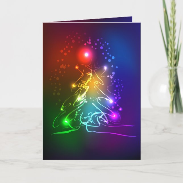 Tarjeta Festiva Árbol contemporáneo neonatal (Anverso)
