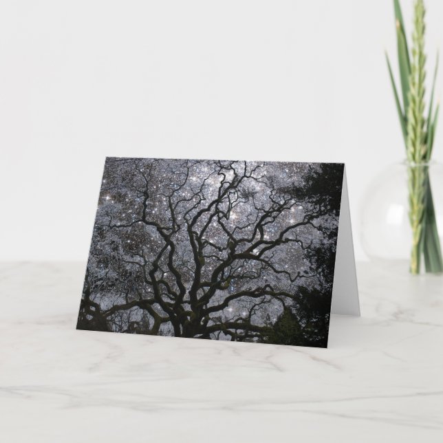 Tarjeta Festiva Árbol cósmico - cúmulo de estrellas (Anverso)