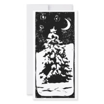 Árbol de abeto en paisaje nevado Lino Impresión