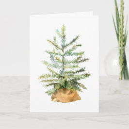 Tarjeta Festiva Árbol de acuarela de Navidades rusos en el saco de