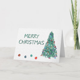 Tarjeta Festiva Árbol de acuarela navideña