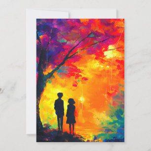 Tarjeta Festiva Árbol de amor colorido