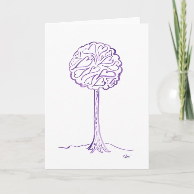 Tarjeta Festiva Árbol de amor púrpura (Anverso)
