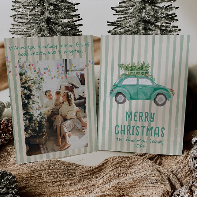Tarjeta Festiva Árbol de auto de Navidades de mano huida verde vin (Subido por el creador)