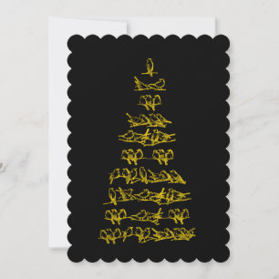 Tarjeta Festiva Árbol de Aves Doradas