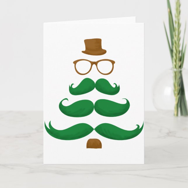 Tarjeta Festiva Árbol de bigote de navidades (Anverso)