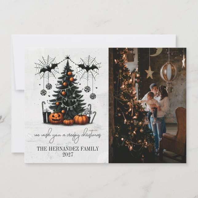 Tarjeta Festiva Árbol de calabazas de vacaciones (Anverso)