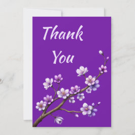 Tarjeta Festiva Árbol De Cerezo Morado Gracias Por Donación