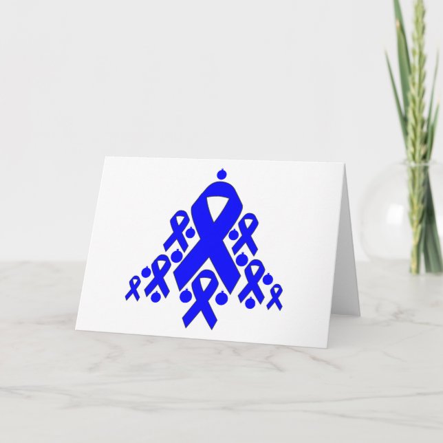 Tarjeta Festiva Árbol de cinta de Navidades de cáncer de colon (Anverso)