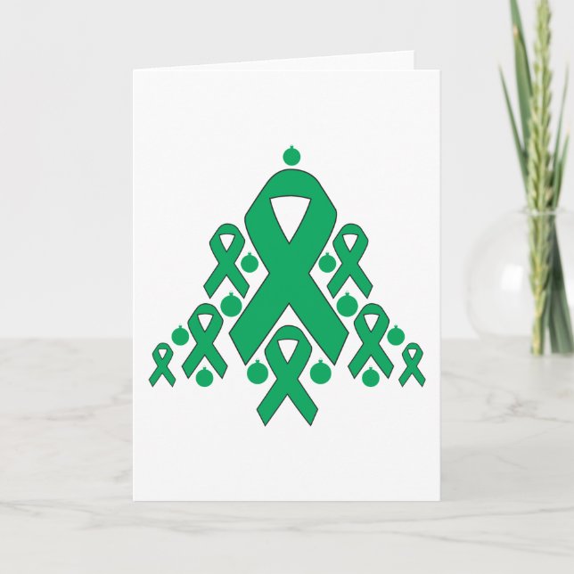 Tarjeta Festiva Árbol de cinta de Navidades de cáncer de hígado (Anverso)
