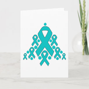 Tarjeta Festiva Árbol de cinta de Navidades de cáncer de ovario