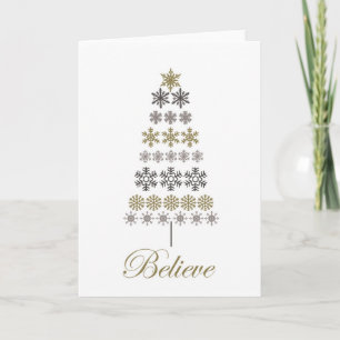 Tarjeta Festiva árbol de copo de nieve vintage moderno