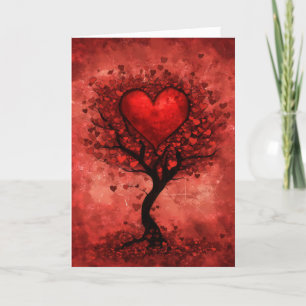 Tarjeta Festiva Árbol de Corazón Rojo