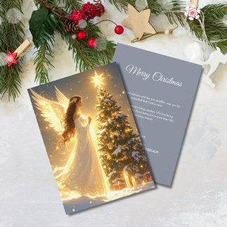 Tarjeta Festiva Árbol de Escritura Elegante Ángel Cristiano Sin Fo