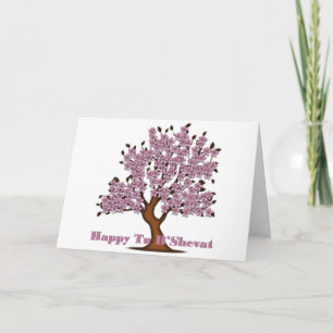 Tarjeta Festiva Árbol de flores Pink Tu B'Shevat