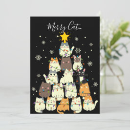 Tarjeta Festiva Árbol de gatos Merry Christmas Cerry Cat-Mas