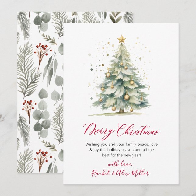 Tarjeta Festiva Árbol de guiones botánicos Navidades no fotográfic (Anverso / Reverso)