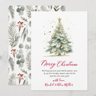 Tarjeta Festiva Árbol de guiones botánicos Navidades no fotográfic