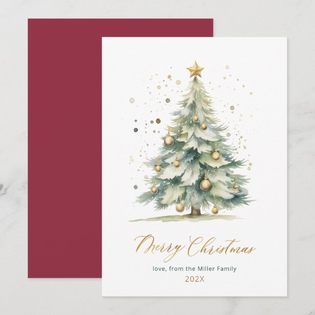 Tarjeta Festiva Árbol de guiones modernos Navidades no fotográfico (Anverso / Reverso)