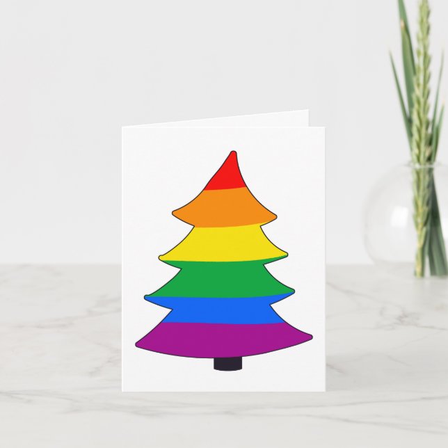 Tarjeta Festiva Árbol de Holigay del Orgullo del Arcoiris LGBTQ+ (Anverso)