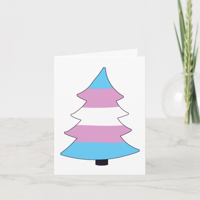 Tarjeta Festiva Árbol de Holigay del Orgullo Trans (Anverso)