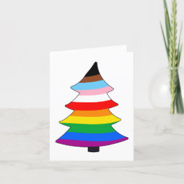 Tarjeta Festiva Árbol de Holigay inclusivo LGBTQ+ Orgulloso