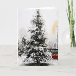 Tarjeta Festiva Árbol de invierno de navidades