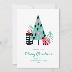 Tarjeta Festiva Árbol de invierno moderno Feliz Saludo de Navida