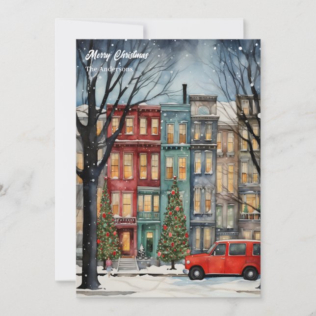 Tarjeta Festiva Árbol de la ciudad de los Navidades festivos de co (Anverso)