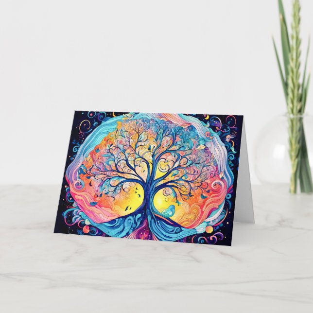 Tarjeta Festiva Árbol de la Vida (Anverso)