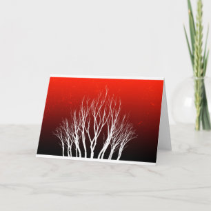 Tarjeta Festiva Árbol de la vida: árboles blancos en el arte rojo