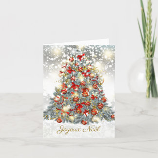 Tarjeta Festiva Árbol de Navidad, baubles francés