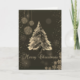 Tarjeta Festiva Árbol de Navidad, Bolas, Copos de Nieve Festivo