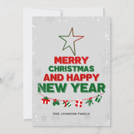Tarjeta Festiva Árbol de Navidad, Feliz Año Nuevo, palabras, estre