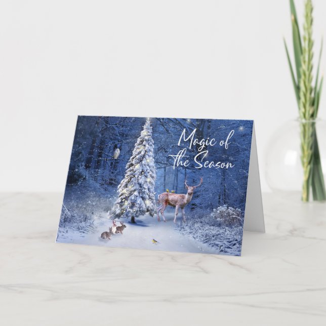 Tarjeta Festiva Árbol de nieve navidades enciende magia de tempora (Anverso)