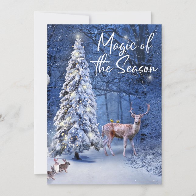 Tarjeta Festiva Árbol de nieve navidades enciende magia de tempora (Anverso)