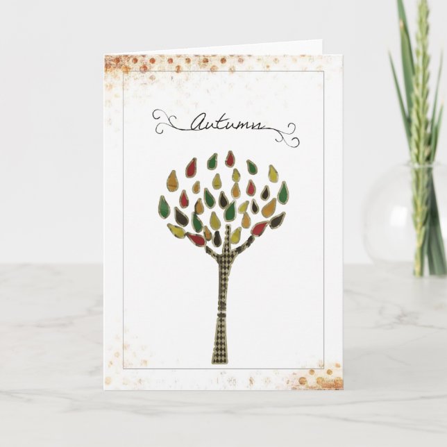 Tarjeta Festiva árbol de otoño (Anverso)