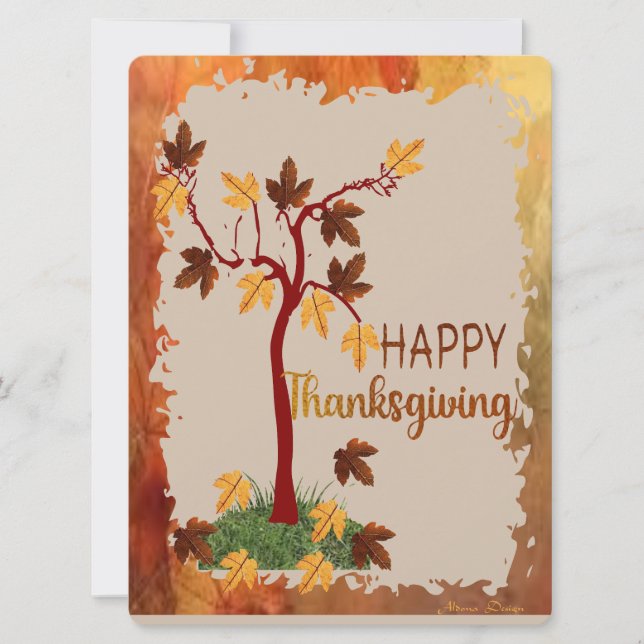 Tarjeta Festiva Árbol de Otoño (Anverso)