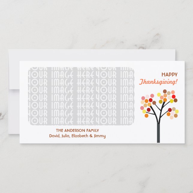 Tarjeta Festiva Árbol de otoño del Día de Acción de Gracias (Anverso)