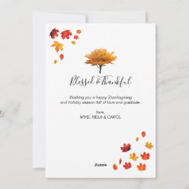 Tarjeta Festiva Árbol de otoño feliz de acción de gracias personal
