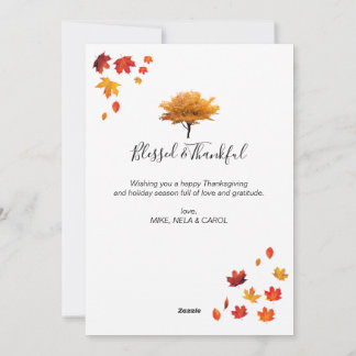Tarjeta Festiva Árbol de otoño feliz de acción de gracias personal