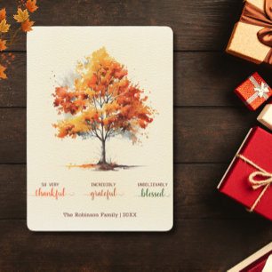 Tarjeta Festiva Árbol de otoño Feliz Día de Acción de Gracias Bend