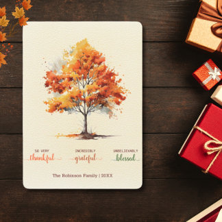 Tarjeta Festiva Árbol de otoño Feliz Día de Acción de Gracias Bend
