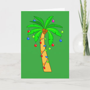 Tarjeta Festiva Árbol de palmas decorado para Navidades