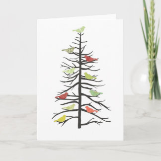Tarjeta Festiva Árbol de papel del pájaro